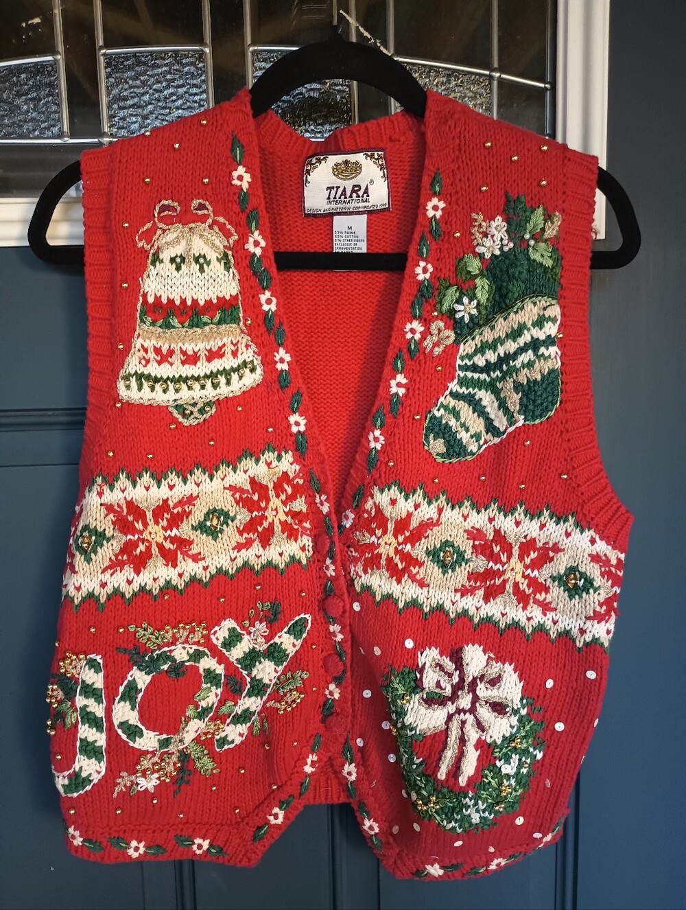 Vtg Tiara International 1998 Christmas Sweater Vest Sz M Holidaycore Grandmacore